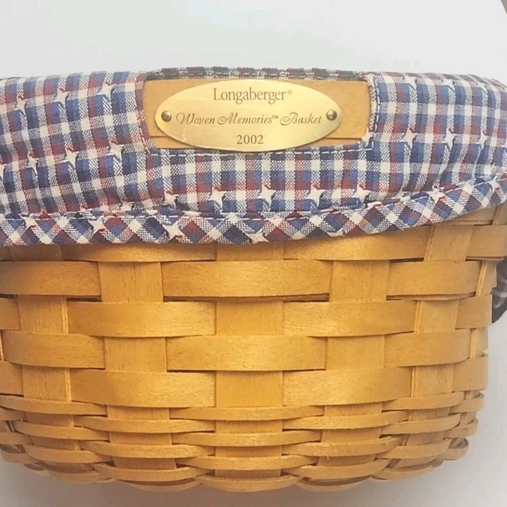 Longaberger Basket Woven Memories Tour Homestead 2002 Plaid Liner Protector Set
